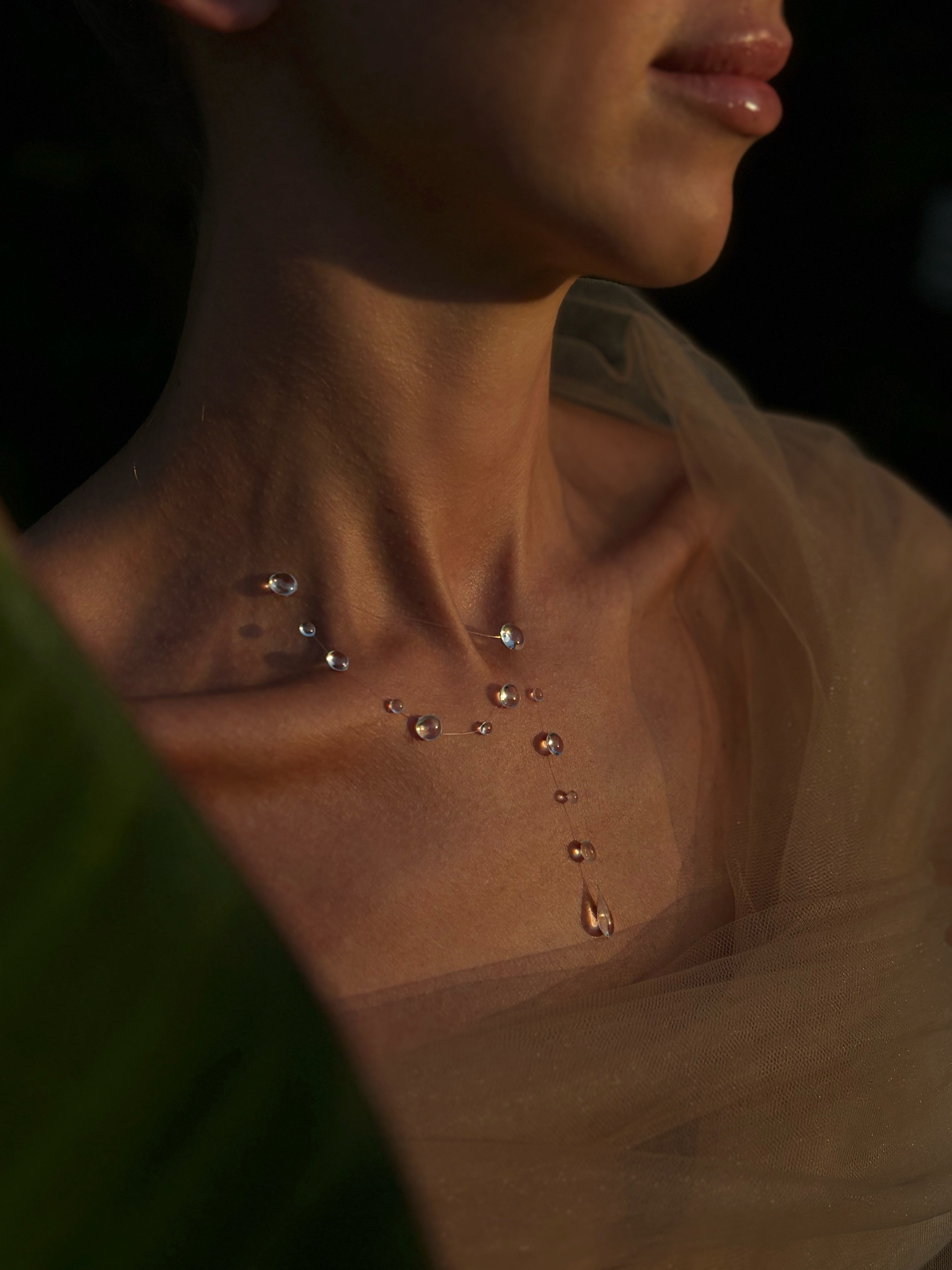 Dew Drop Necklace Invisible Thread Floating Water Drop Ethereal Bridal Gift