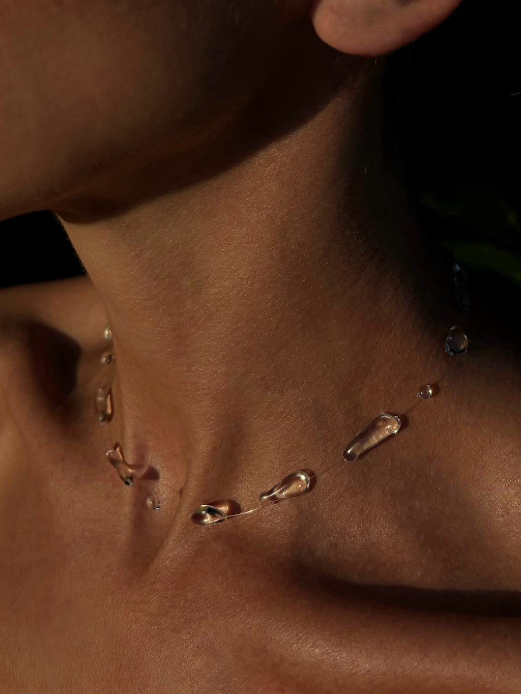 Dew Drop Choker Clear Resin Necklace Invisible Thread Minimalist Bridal Gift