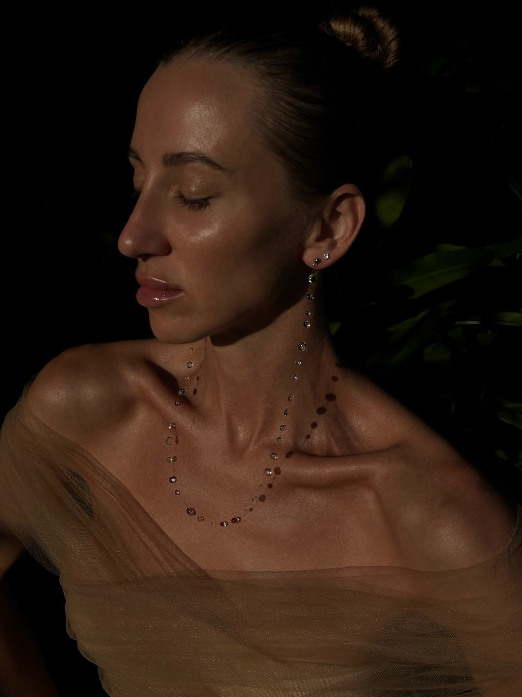 Single Dew Drop Earring UV Resin — Mono Style Floating Water Drop Handmade Bali Jewelry