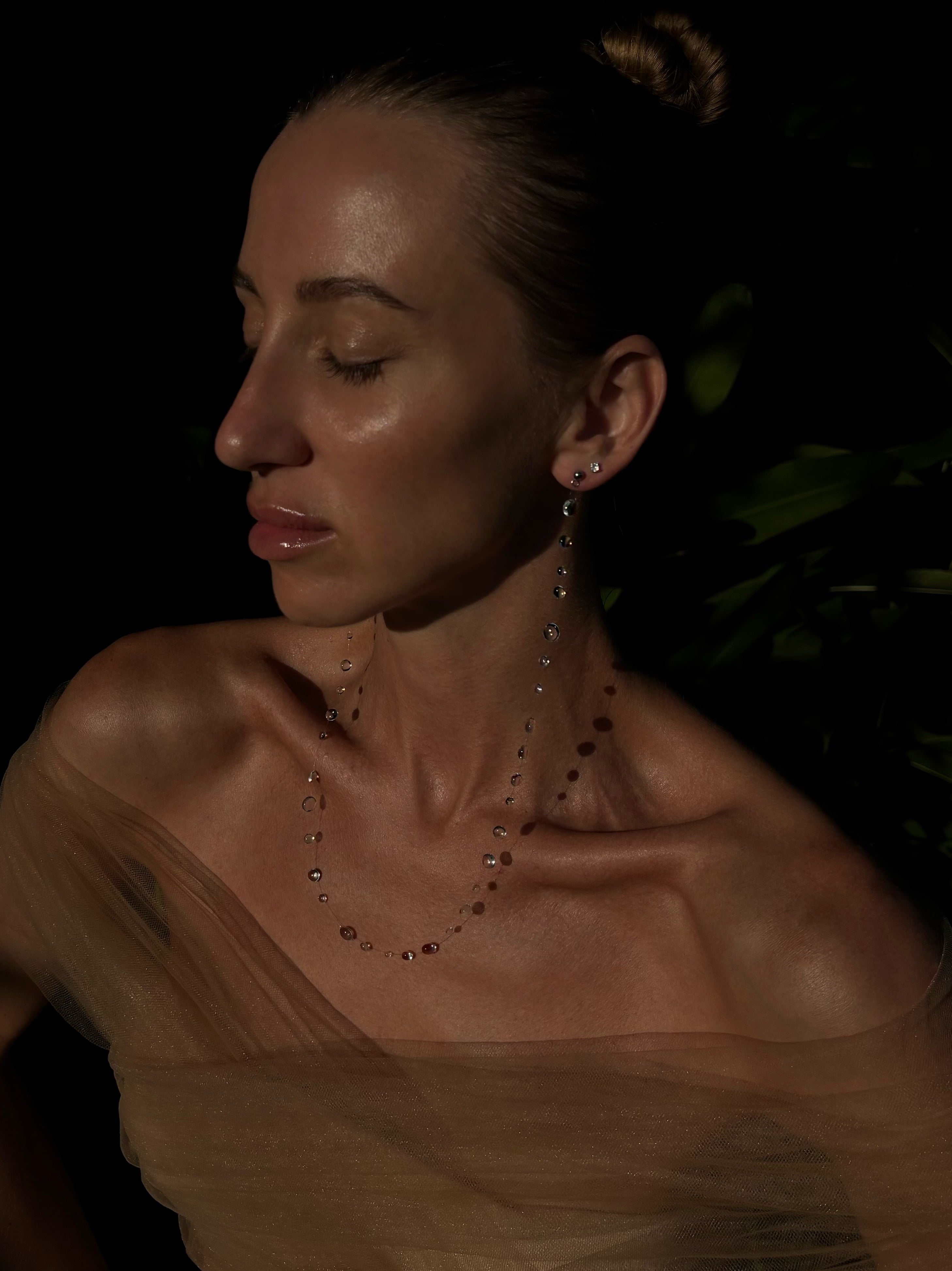 Single Dew Drop Earring UV Resin — Mono Style Floating Water Drop Handmade Bali Jewelry