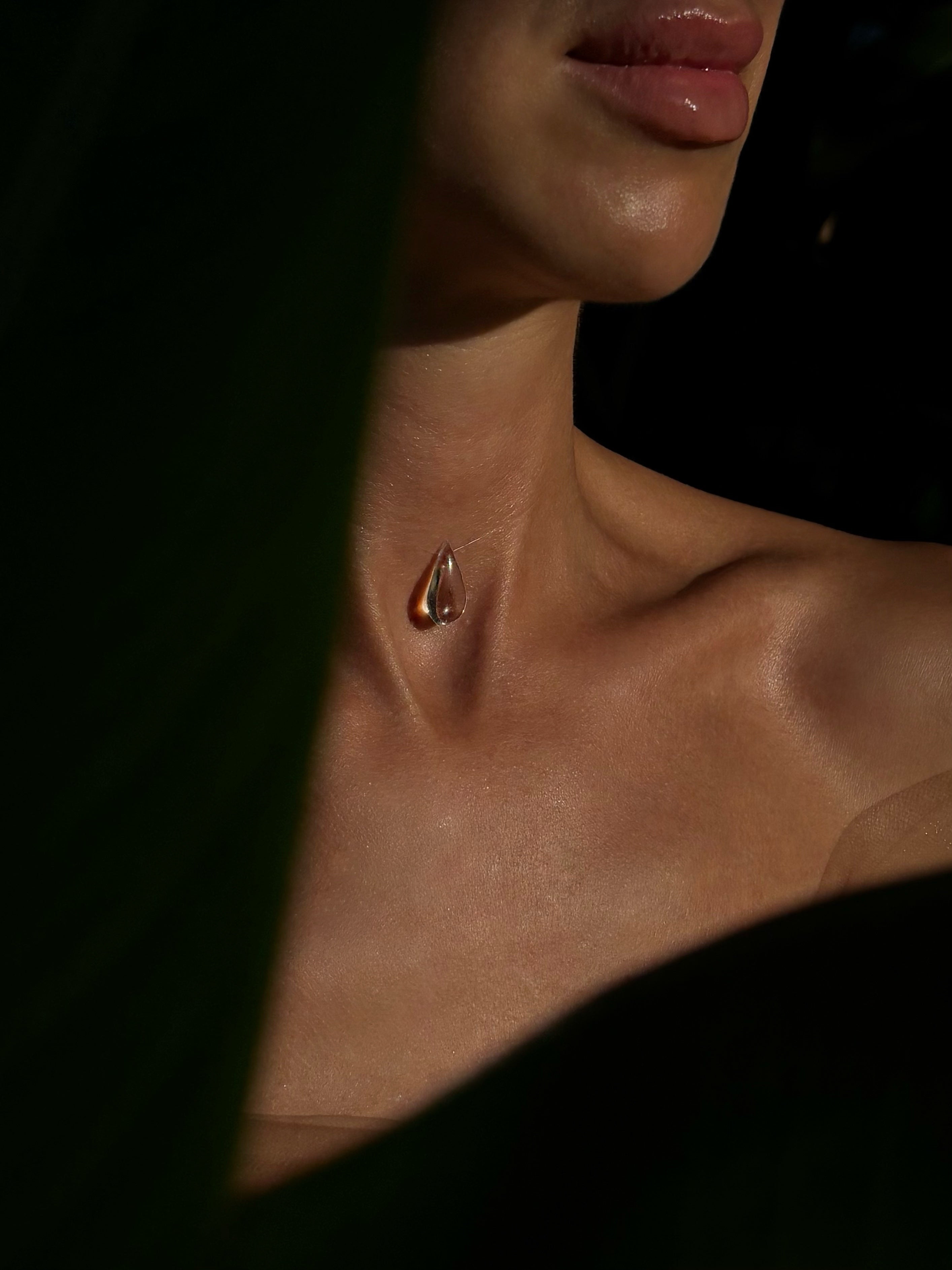 Uv Resin Choker Dew Drop Necklace - Invisible Thread Floating Water Drop Jewelry