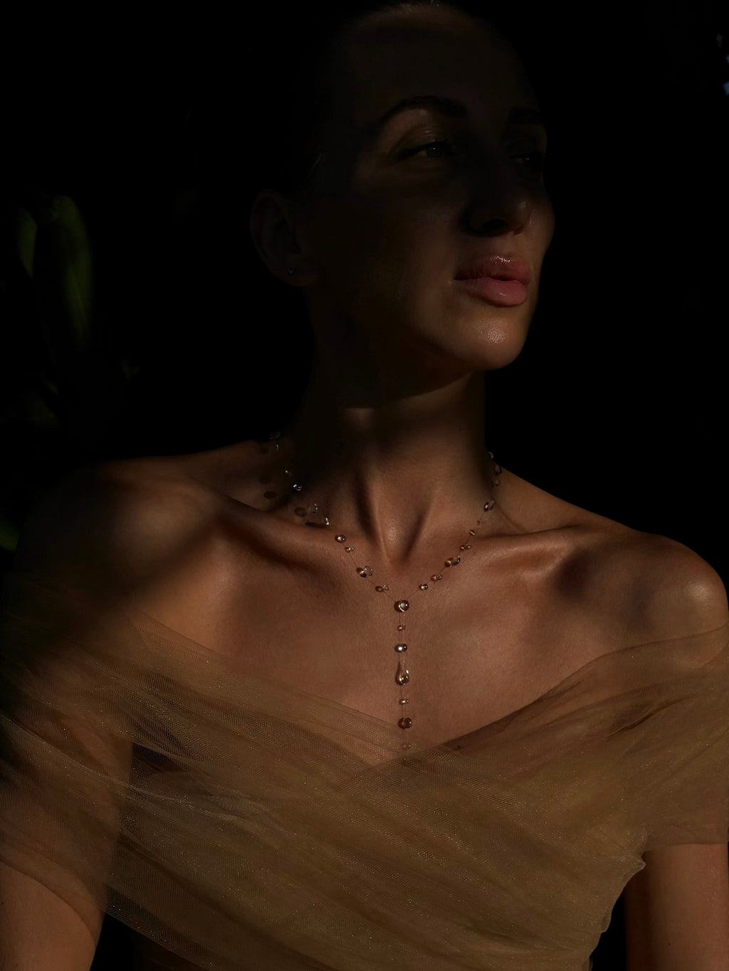 Dew Drop Necklace Long Drops - Invisible Thread UV Resin Jewelry Gift for Her