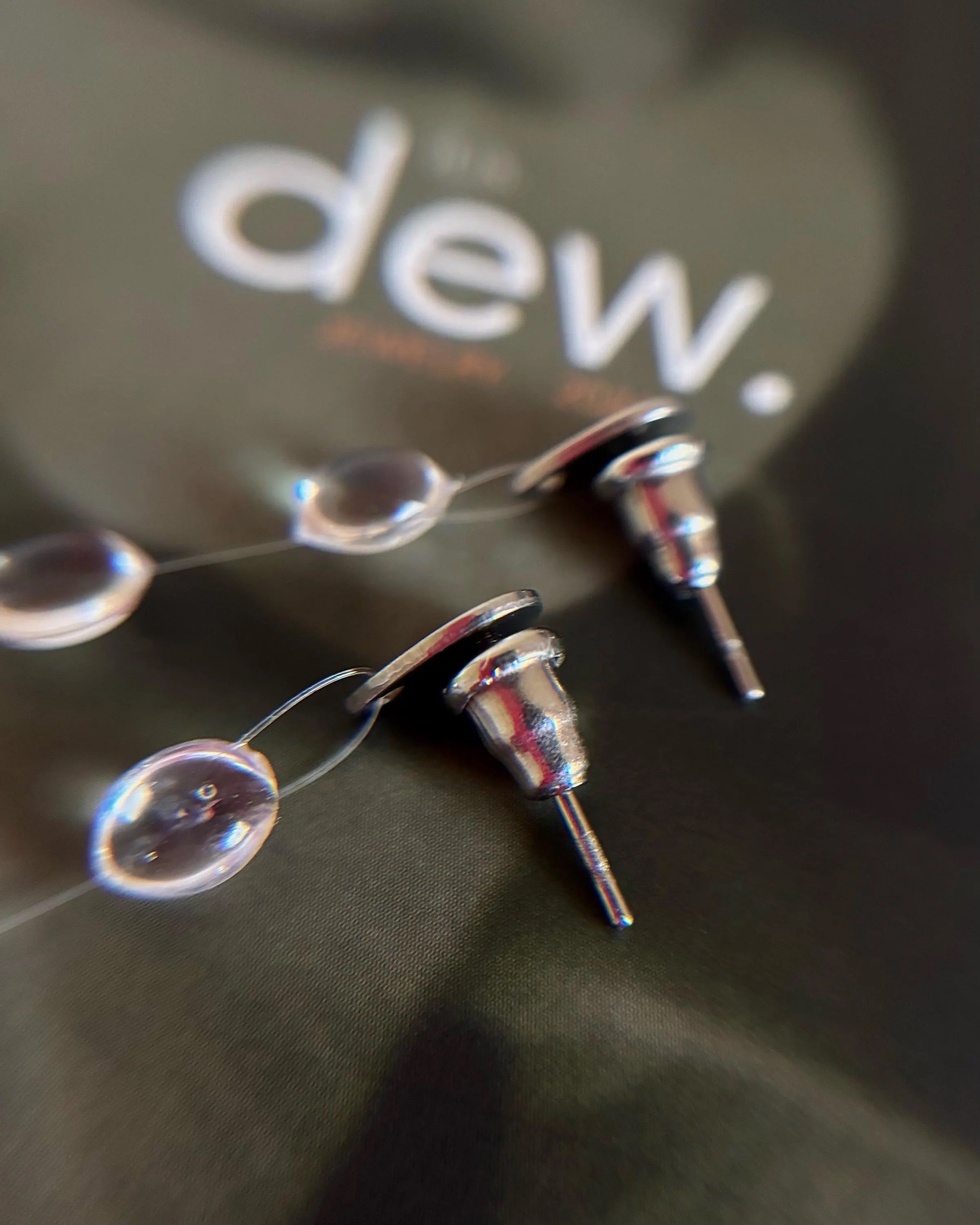 Dew Drop Earrings UV Resin Handmade Invisible Thread Minimalist Bridal Gift for Her
