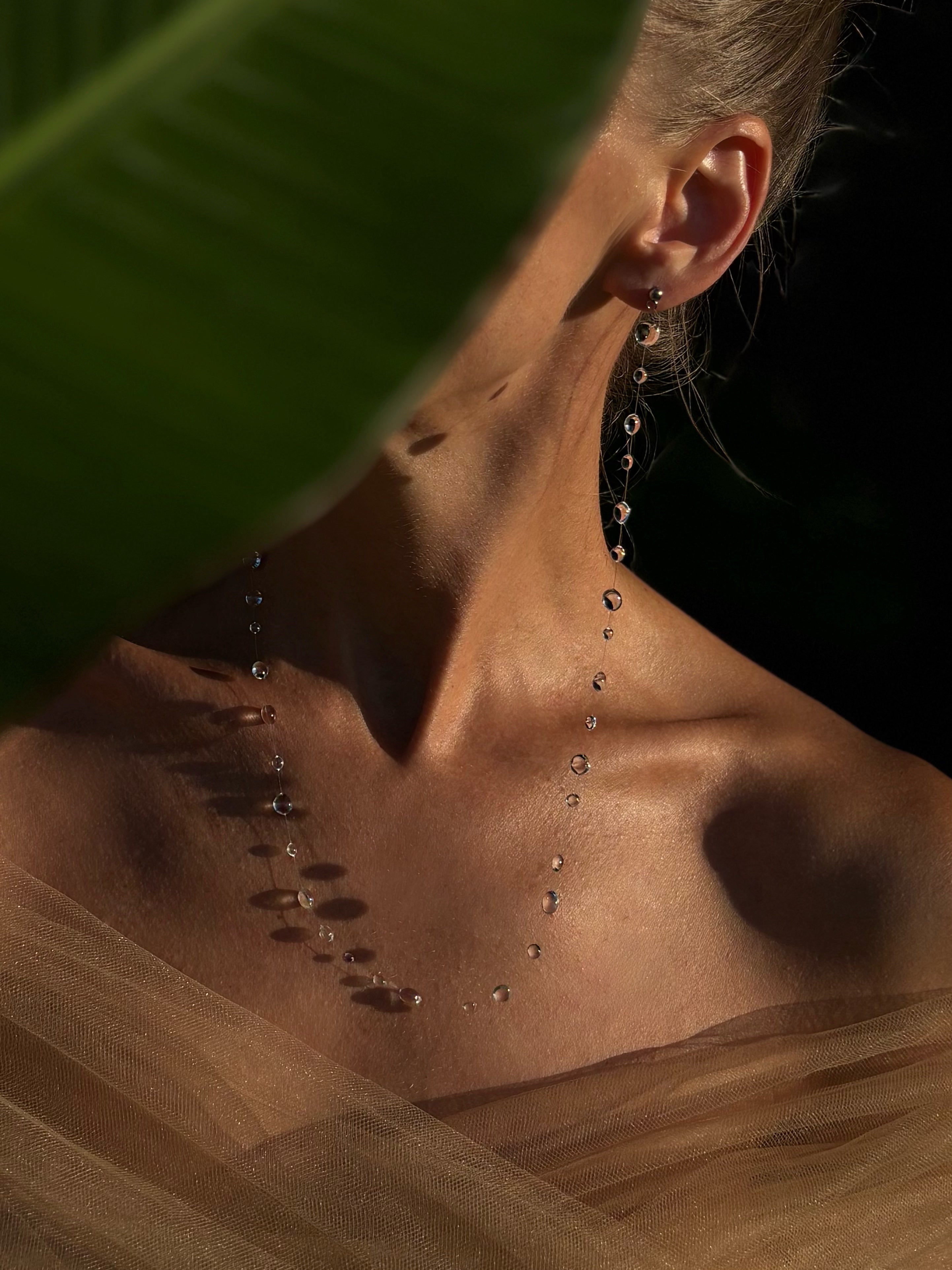 Single Dew Drop Earring UV Resin — Mono Style Floating Water Drop Handmade Bali Jewelry