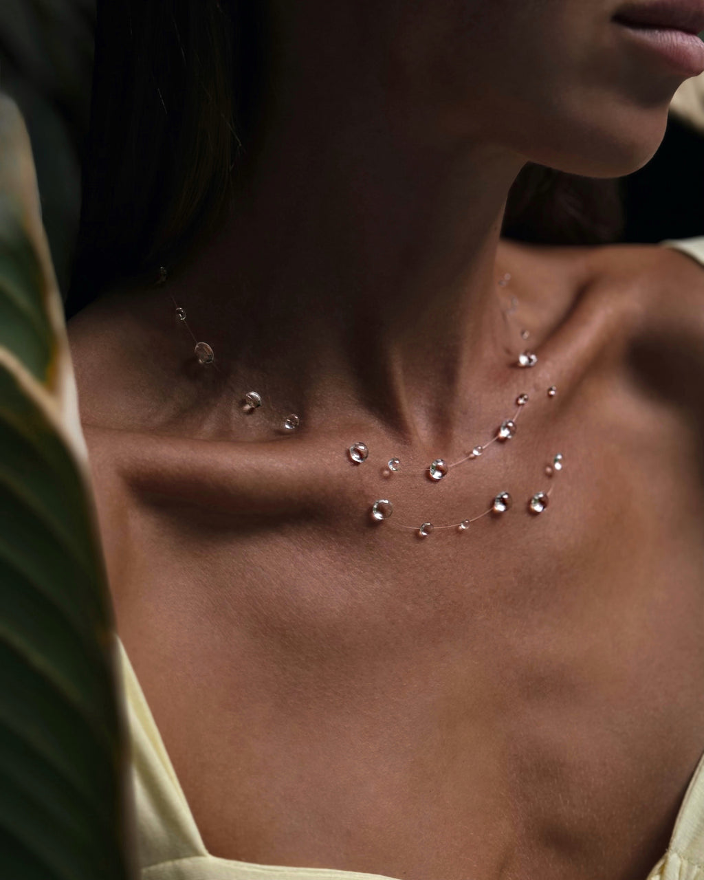 Dew Drop Choker, Invisible Water Drop Necklace, UV Resin Minimalist Bridal Jewelry