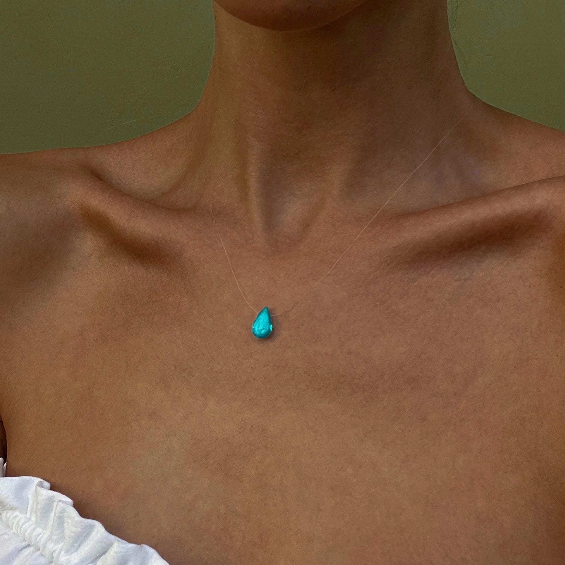 Dew Necklace, Handmade Jewelry "Necklace Drop Blue"