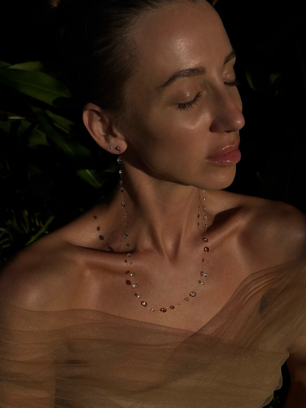 Single Dew Drop Earring UV Resin — Mono Style Floating Water Drop Handmade Bali Jewelry