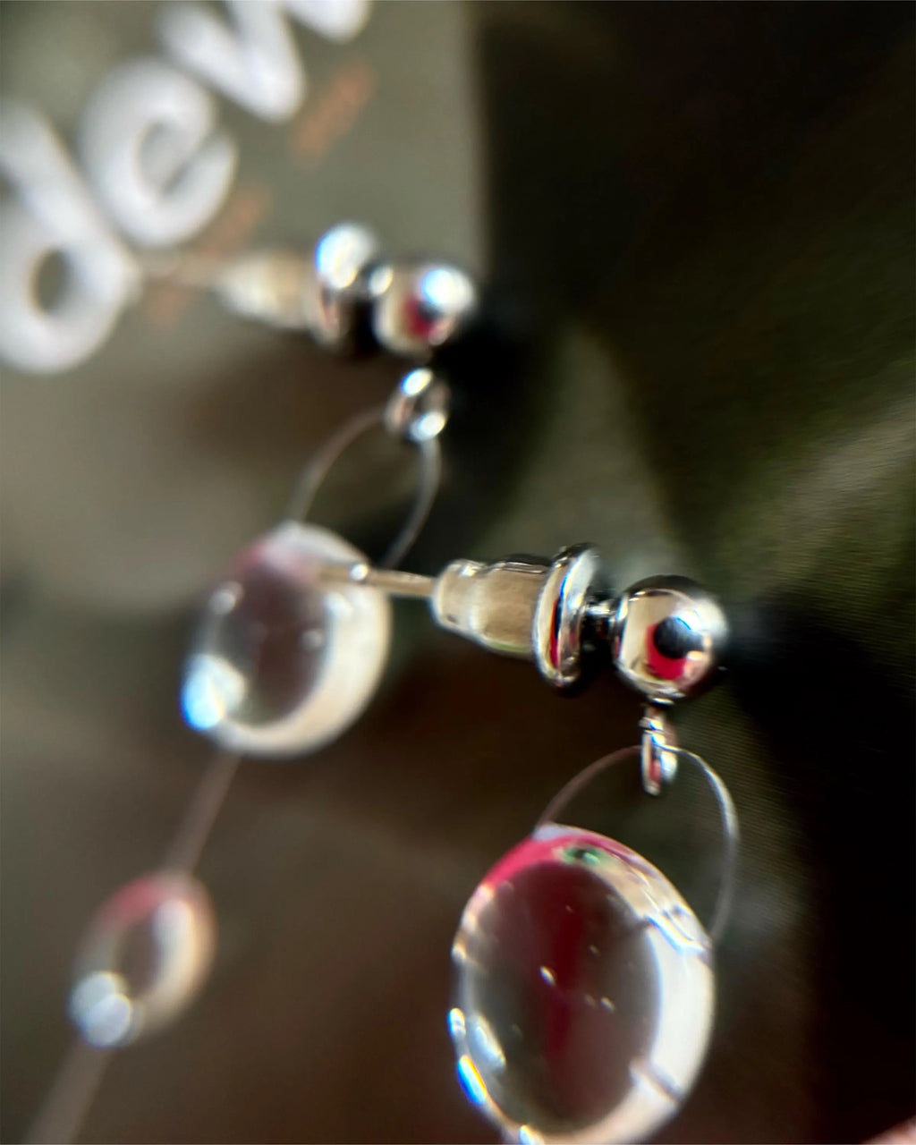 Single Dew Drop Earring UV Resin — Mono Style Floating Water Drop Handmade Bali Jewelry