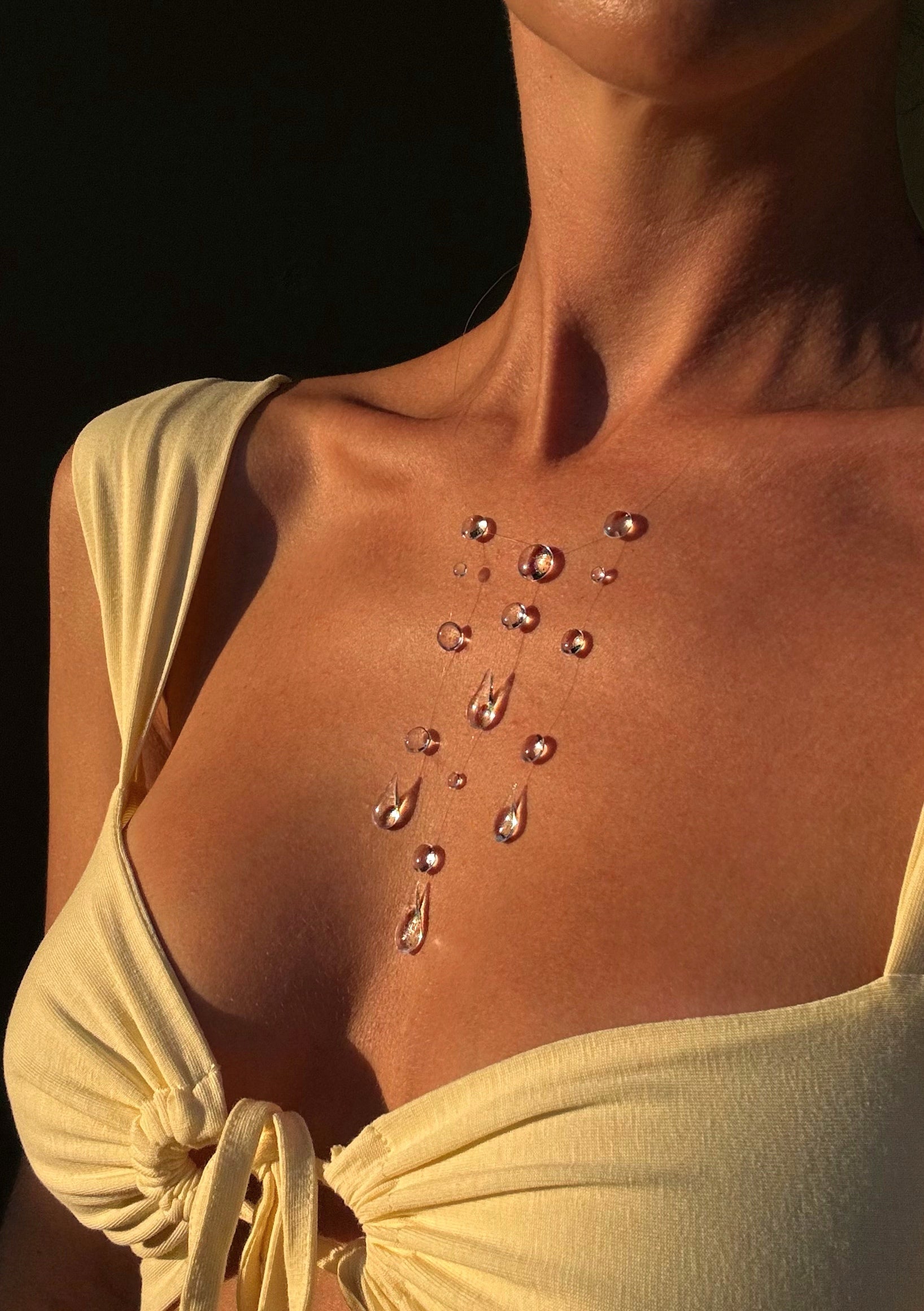 Dew Necklace, Handmade Jewelry "Rain Drops"