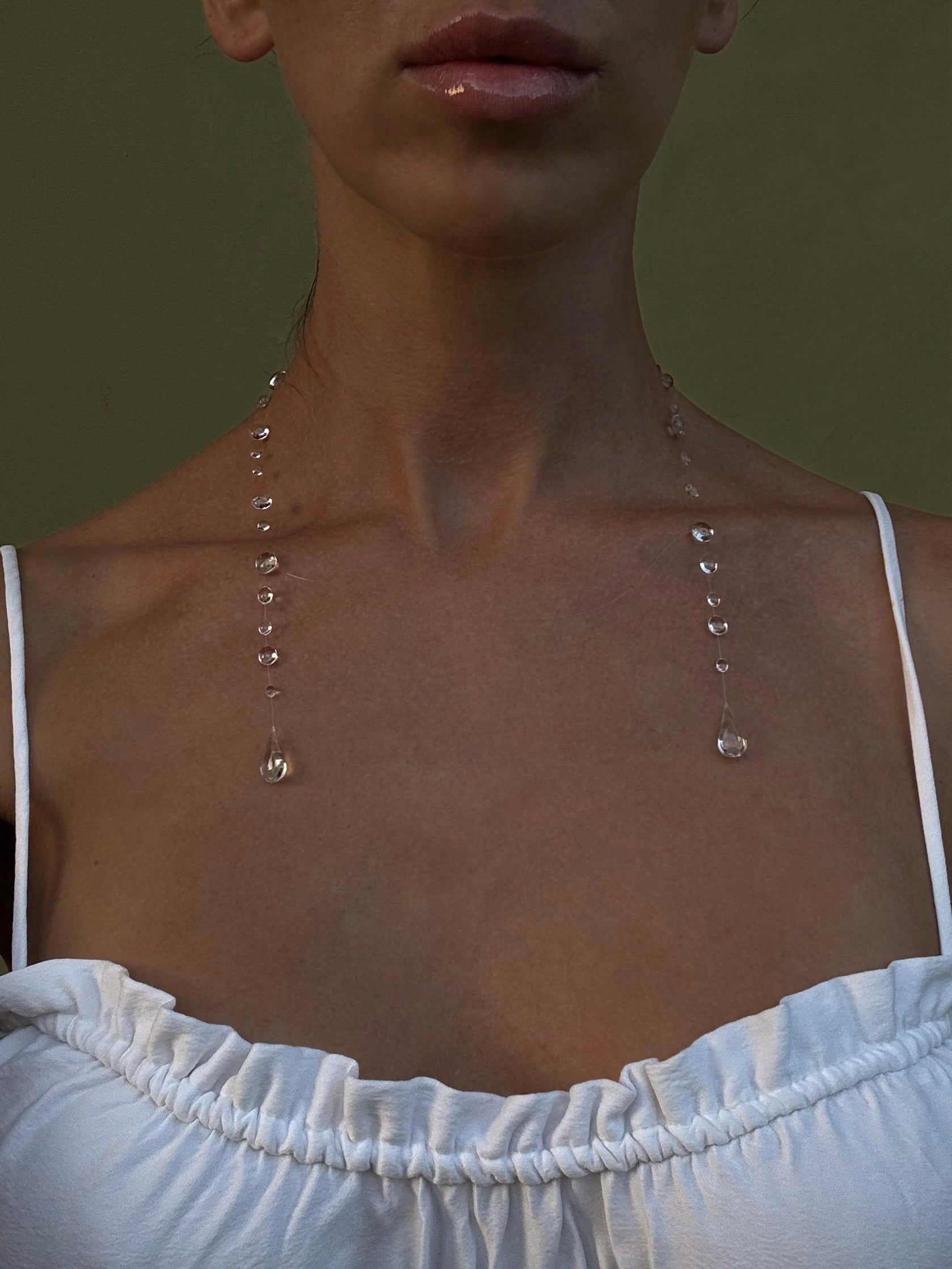 Dew Necklace, Handmade Jewelry "Two Drops Necklace"