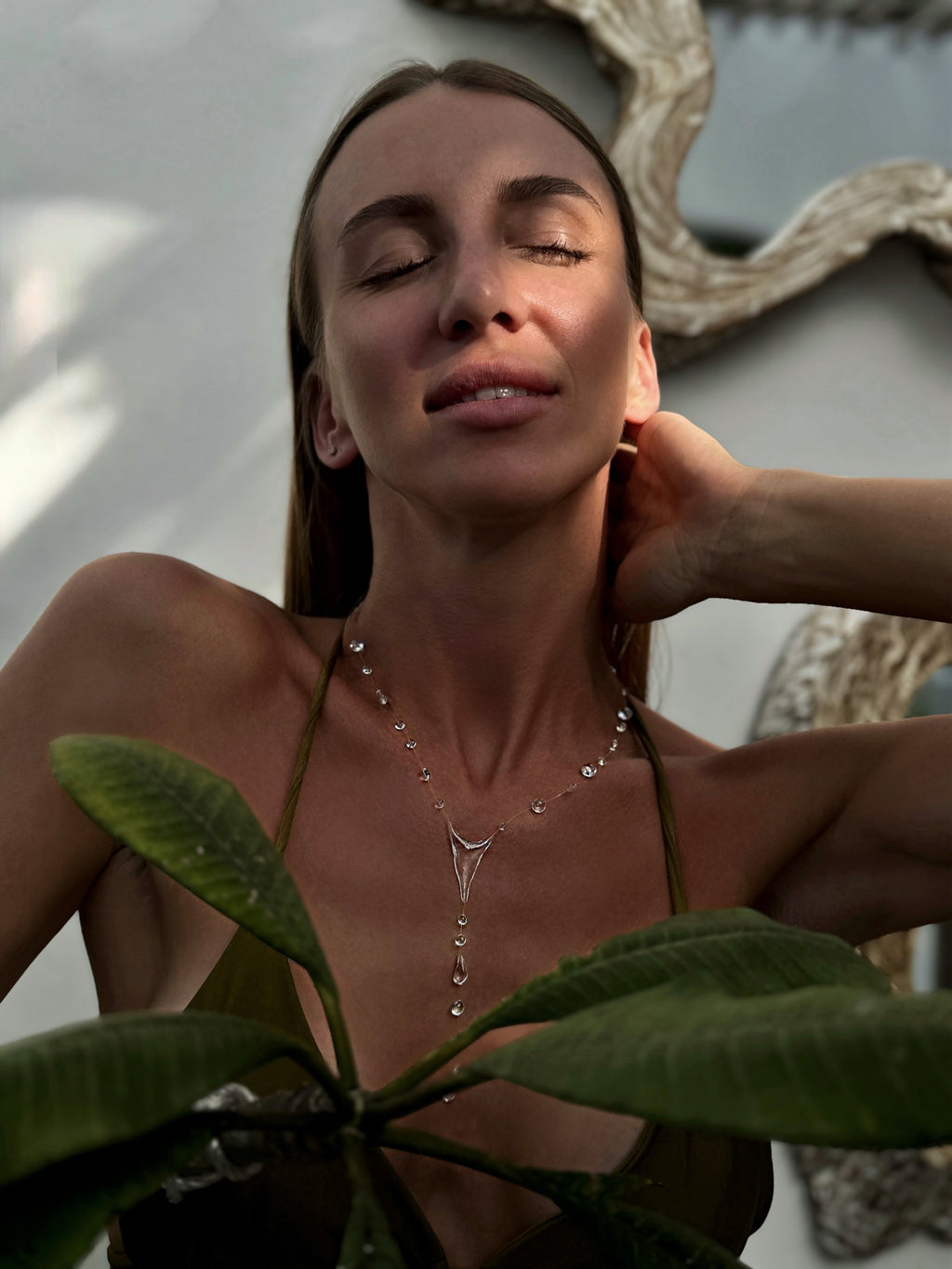 Dew Drop Necklace - Invisible Thread Floating Water Drops - Ethereal Bridal Jewelry Gift