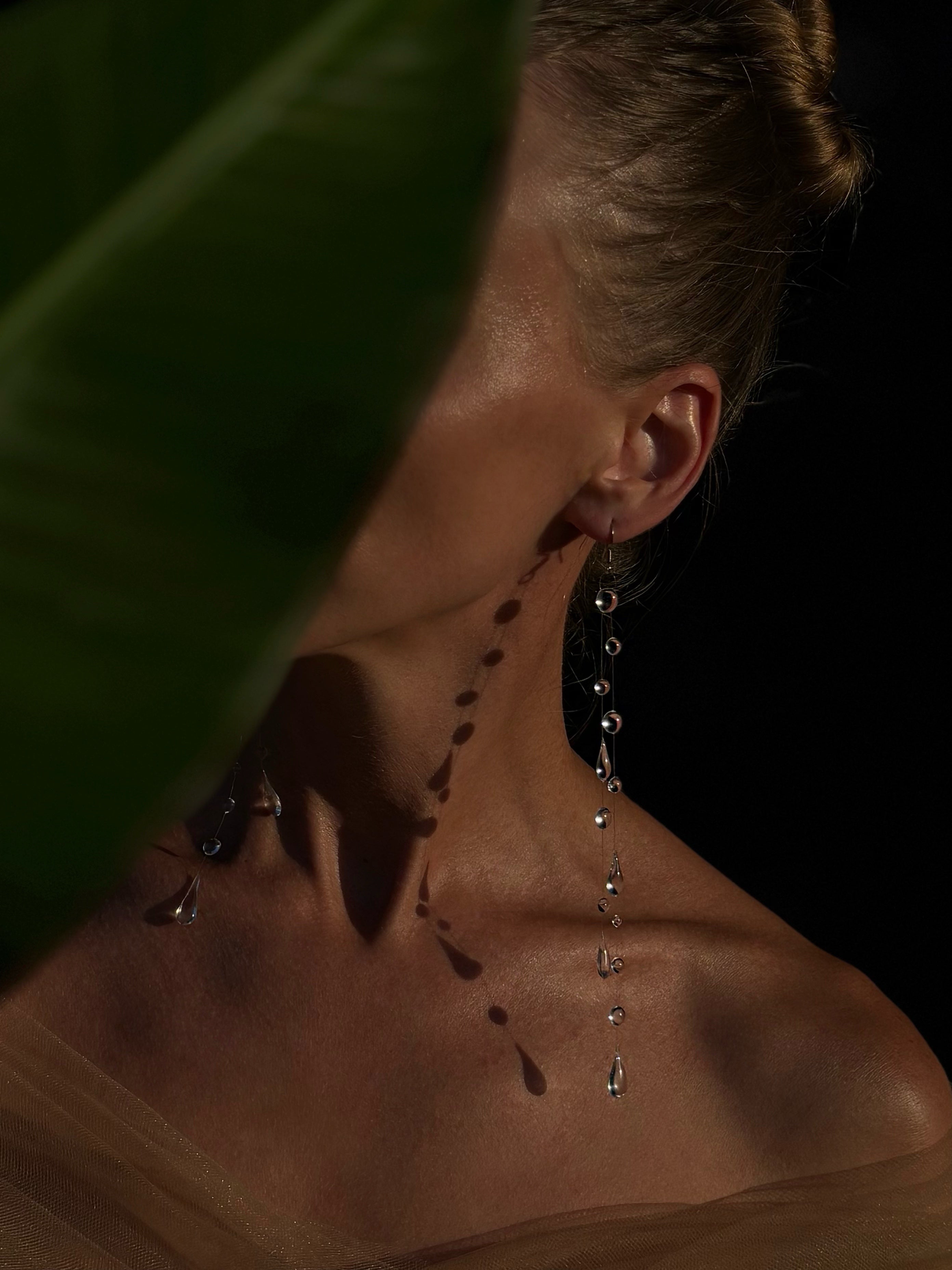 Uv Resin Earrings Long Floating Water Drop Invisible Thread Handmade Bali Jewelry