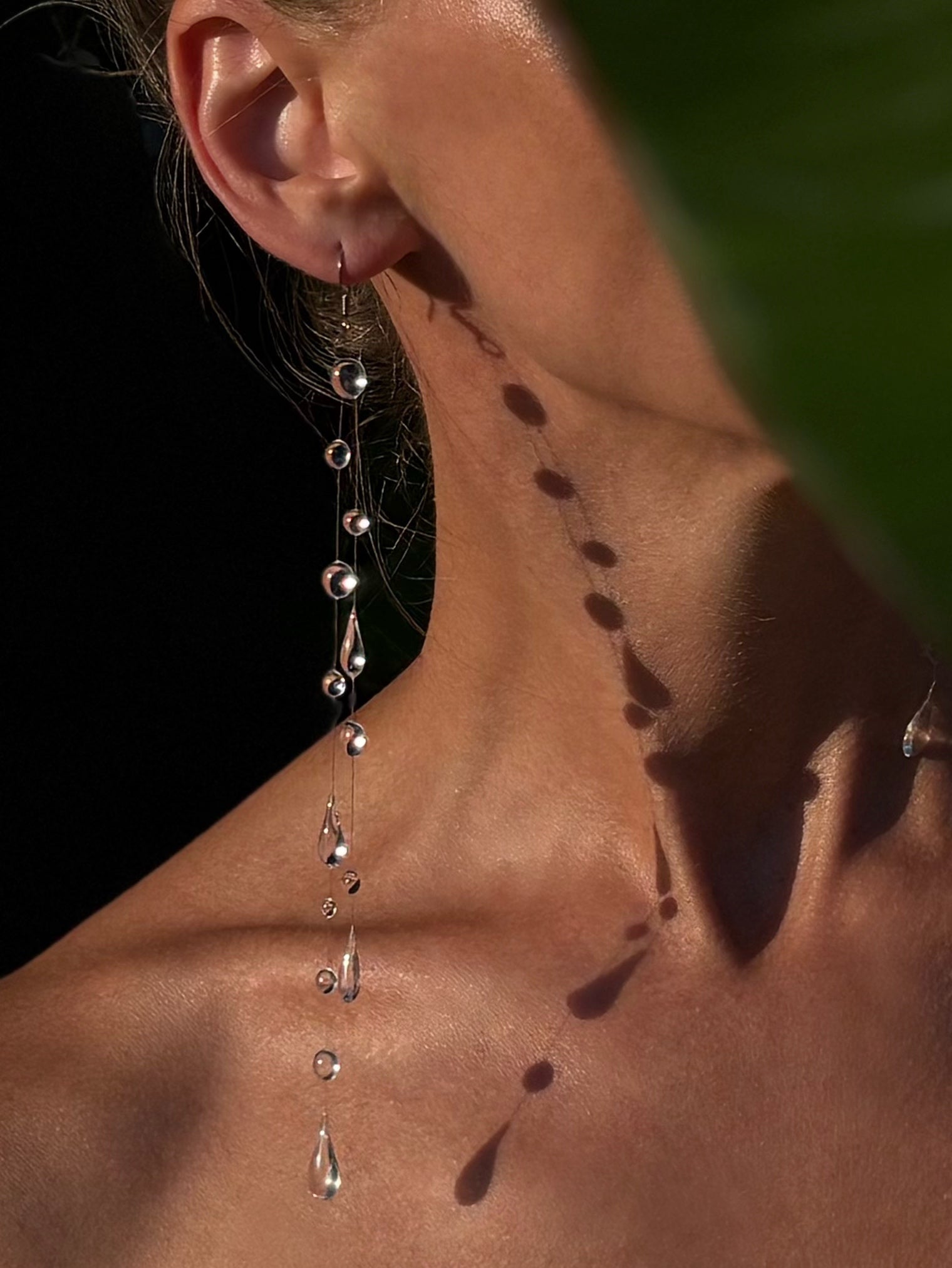 Uv Resin Earrings Long Floating Water Drop Invisible Thread Handmade Bali Jewelry