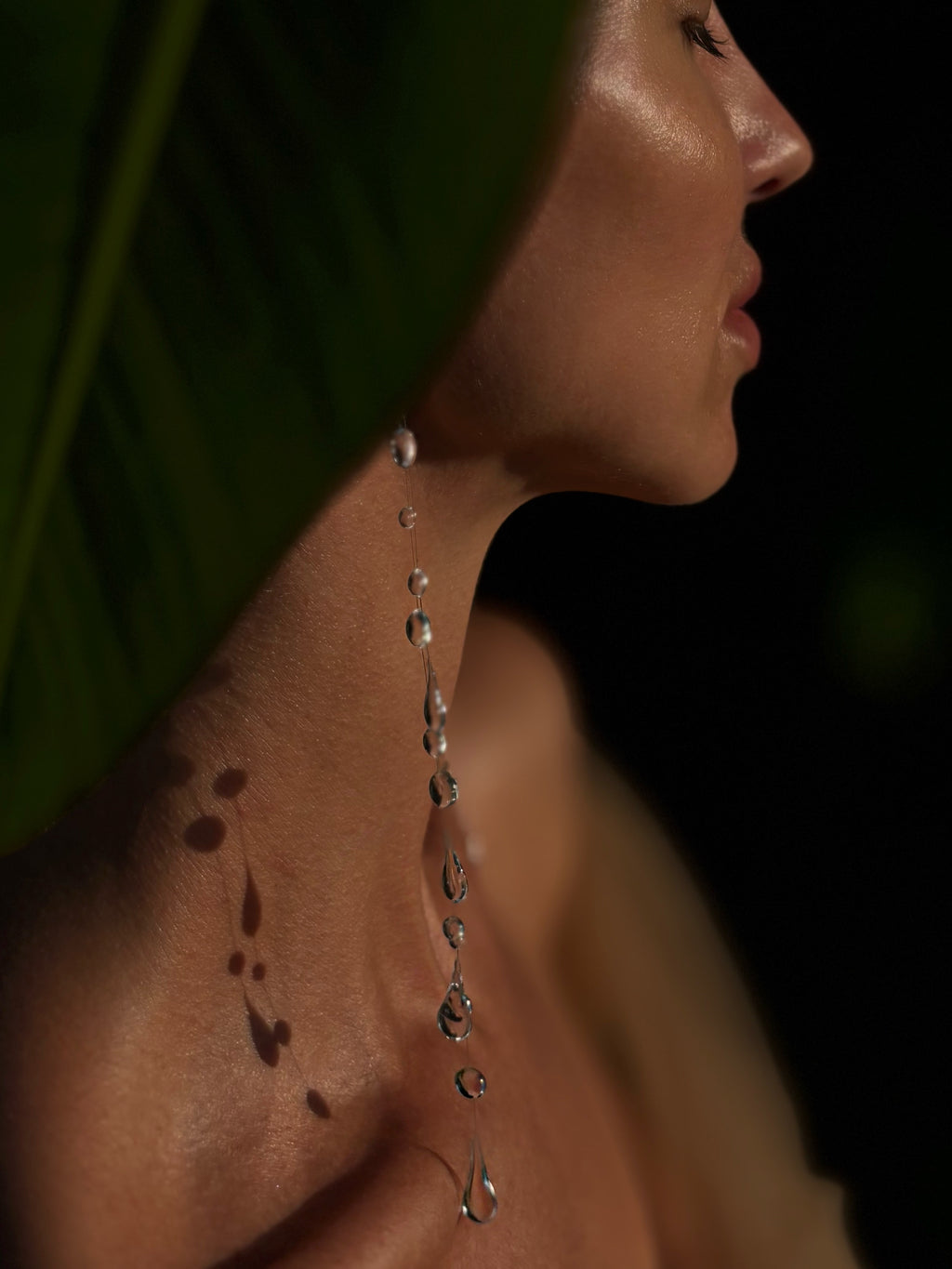 Uv Resin Earrings Long Floating Water Drop Invisible Thread Handmade Bali Jewelry