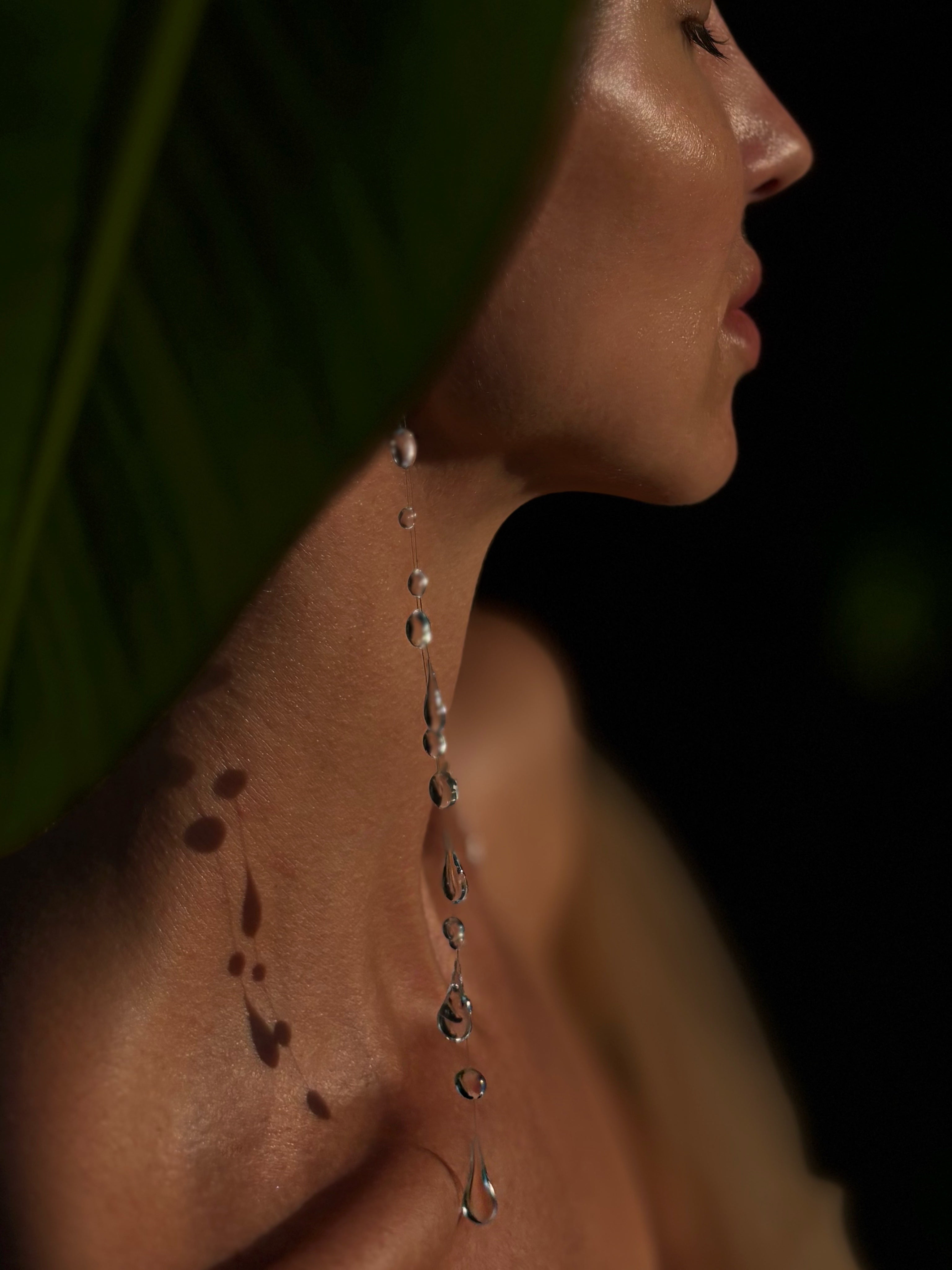 Uv Resin Earrings Long Floating Water Drop Invisible Thread Handmade Bali Jewelry