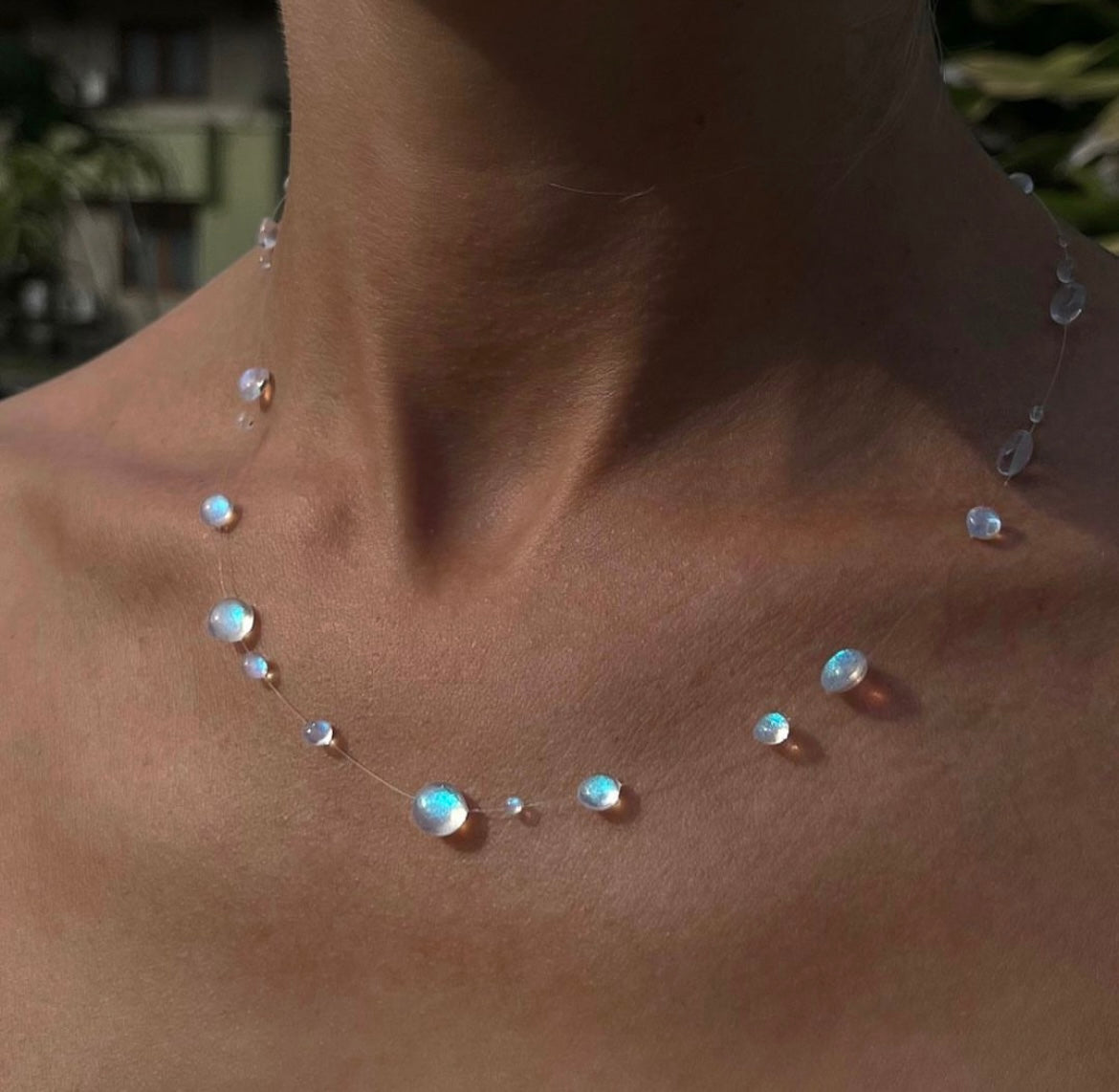 Dew Necklace, Handmade Jewelry "Dewdrop Necklace Blue"
