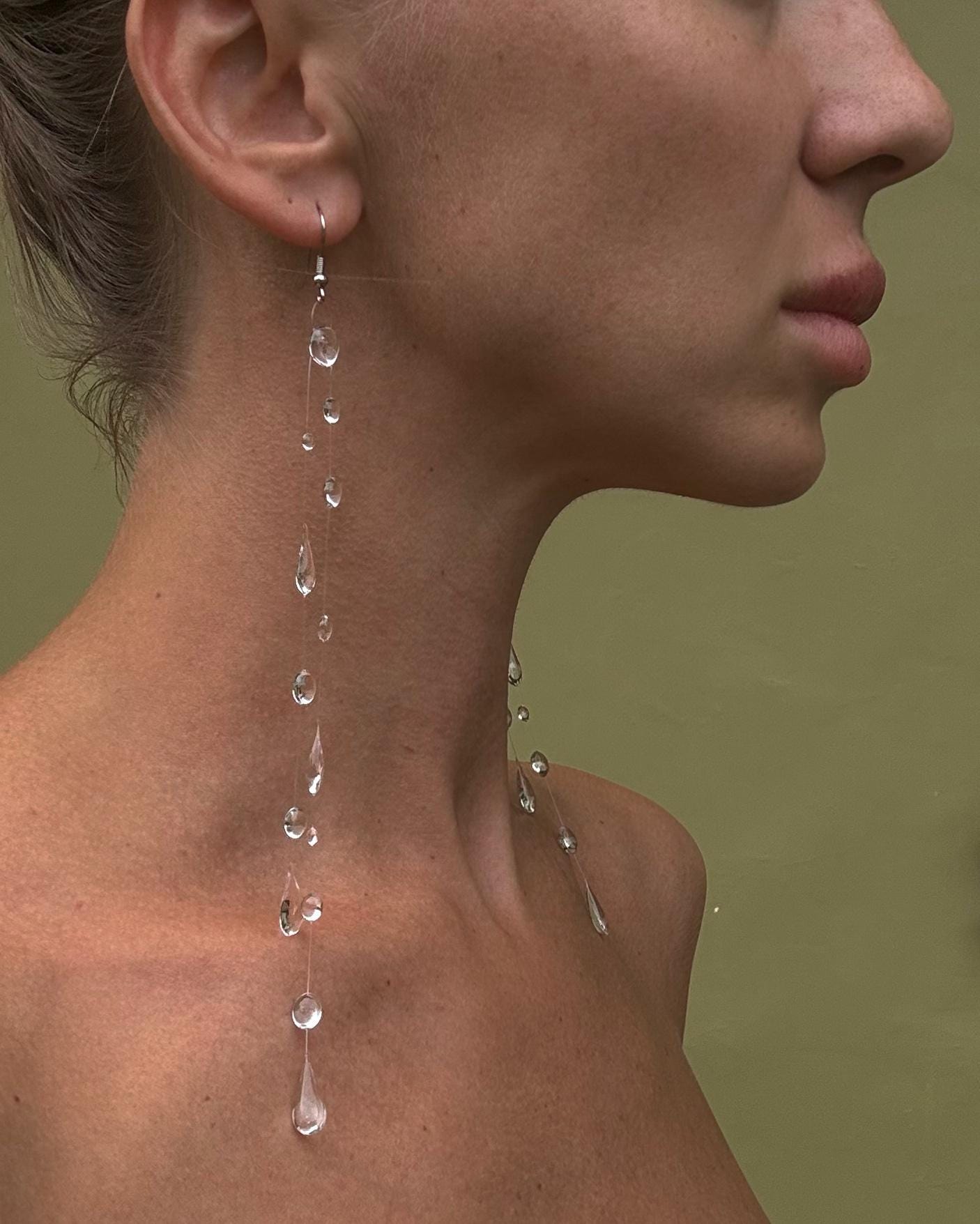 Long Rain Earrings, Handmade Jewelry