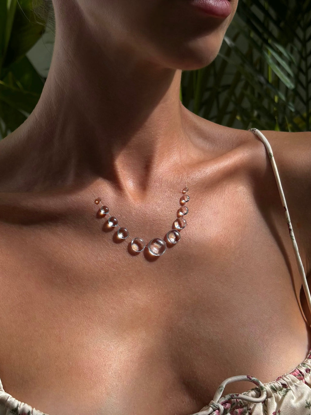 Dew Drop Necklace Invisible Thread UV Resin Floating Water Drops Minimalist Bridal